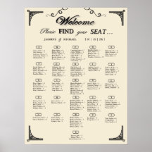 Simple Ivory Alphabetical Wedding Seating Chart