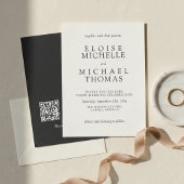 Simple Ivory Classic QR Code Wedding Einladung