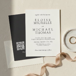 Simple Ivory Classic QR Code Wedding Einladung