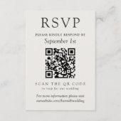 Simple Ivory Classic Wedding QR Code RSVP Karte (Vorderseite)