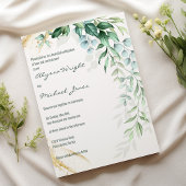 Simple ivory gold greenery leaf floral Wedding  Einladung