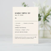 Simple Ivory Meal Choice Wedding RSVP Card (Stehend Vorderseite)