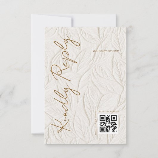 Simple Ivory Print Wedding QR code RSVP Karte (Vorderseite)