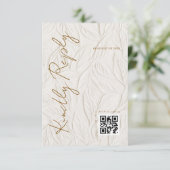 Simple Ivory Print Wedding QR code RSVP Karte (Stehend Vorderseite)