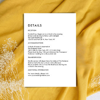 Simple Ivory Wedding Details  Begleitkarte