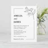 Simple Jasmine Leaf Schwarz-weiße Schreibmaschine  Einladung (Stehend Vorderseite)