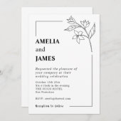 Simple Jasmine Leaf Schwarz-weiße Schreibmaschine  Einladung (Vorne/Hinten)