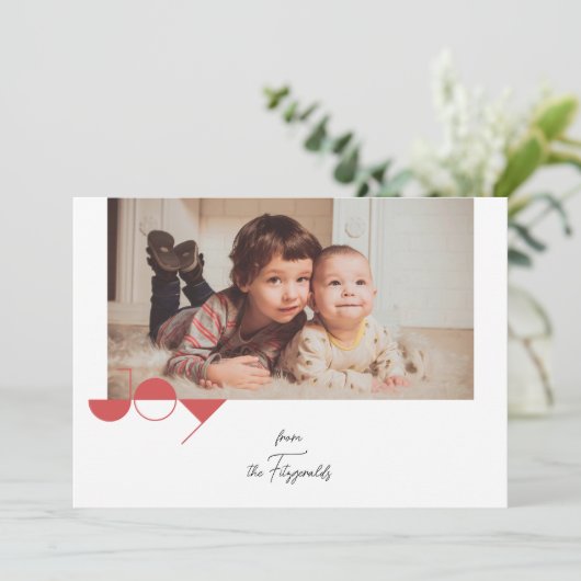 Simple Joy Foto Weihnachtskarte Einladung (Stehend Vorderseite)