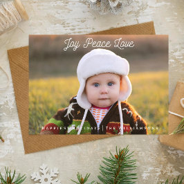 Simple Joy Peace Liebe Handschrift Holiday Foto Feiertagskarte