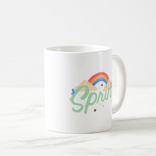 Simple Joy Springtime Cheerful White Soft Pastel Kaffeetasse (VorderseiteRechts)