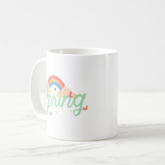 Simple Joy Springtime Cheerful White Soft Pastel Kaffeetasse (Vorderseite Links)