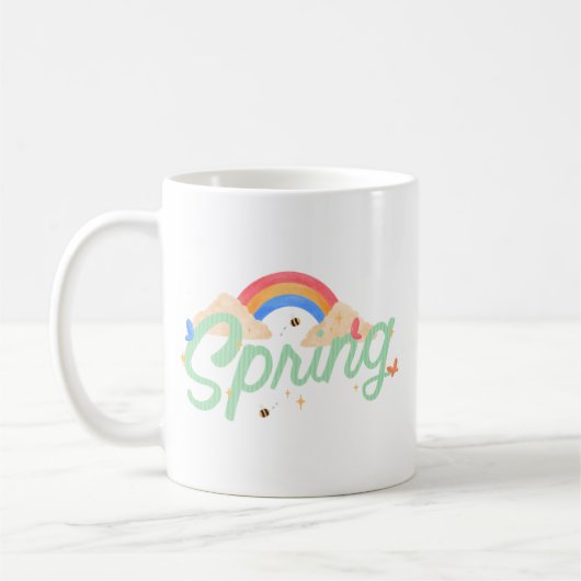 Simple Joy Springtime Cheerful White Soft Pastel Kaffeetasse (Links)