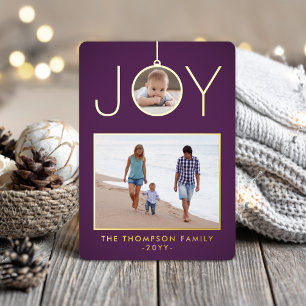 Simple Joy Weihnachtsbaumschmuck Lila 2 Fotos Folien Feiertagskarte