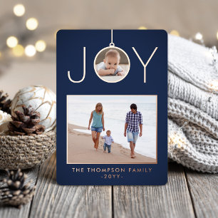 Simple Joy Weihnachtsschmuck Navy Blue 2 Foto Folien Feiertagskarte