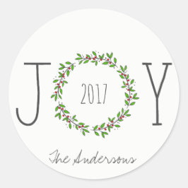 Simple Joy Wreath Weihnachtsfeiertag Runder Aufkleber