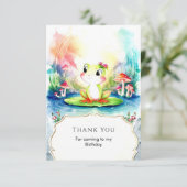 Simple Joyful Frog Birthday Dankeskarte (Stehend Vorderseite)