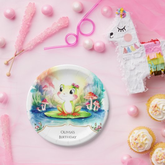 Simple Joyful Frog Birthday Pappteller (Party)