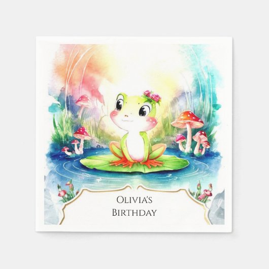 Simple Joyful Frog Birthday Serviette (Vorderseite)