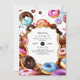 Simple Kids Donut Birthday Einladung