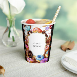 Simple Kids Donut Birthday Pappbecher