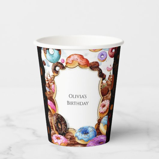 Simple Kids Donut Birthday Pappbecher (Vorderseite)