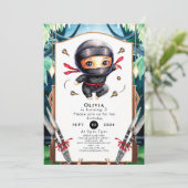 Simple Kids Ninja Birthday Einladung (Stehend Vorderseite)