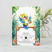 Simple Kids Parrot Geburtstag Einladung (Stehend Vorderseite)