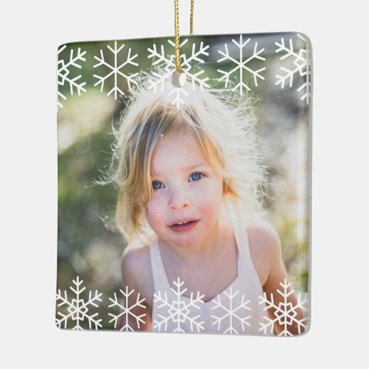 Simple Kids Photo Keepsake Snowflakes Keramikornament (Links)