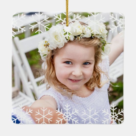 Simple Kids Photo Keepsake Snowflakes Keramikornament (Rückseite)