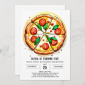 Simple Kids Pizza Birthday Einladung (Vorne/Hinten)