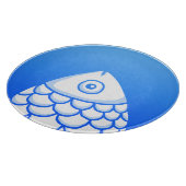 Simple Koi Carp Fish Blue White Abstrakt Schneidebrett (Ecke)