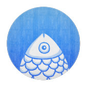 Simple Koi Carp Fish Blue White Abstrakt Schneidebrett (Vorderseite)