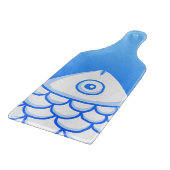 Simple Koi Carp Fish Blue White Abstrakt Schneidebrett (Ecke)