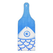 Simple Koi Carp Fish Blue White Abstrakt Schneidebrett (Vorderseite)