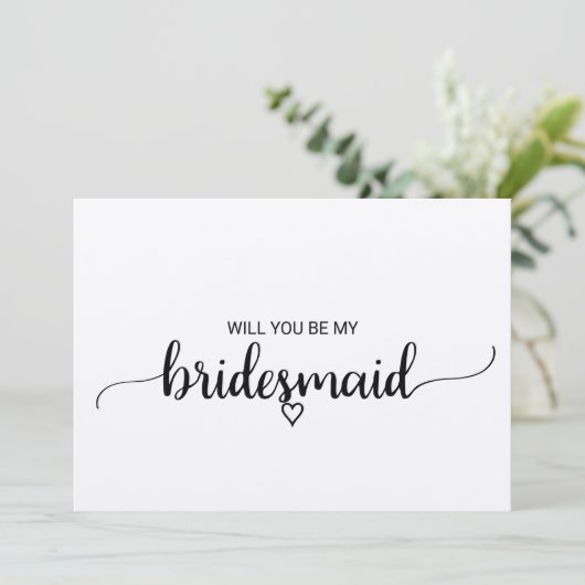 Simple Kraft Calligraphy Bridesmaid Einladung (Stehend Vorderseite)