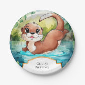 Simple Lake Otter Birthday Pappteller (Vorderseite)