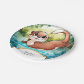 Simple Lake Otter Birthday Pappteller (Schrägansicht)