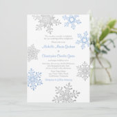 Simple Lapis Blue Silver Winter Snowflake Wedding Einladung (Stehend Vorderseite)