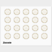 Simple Laurel Wreath White und Gold Vielen Dank Runder Aufkleber (Blatt)