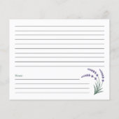 Simple Lavender Bridal Shower Recipe Card (Rückseite)