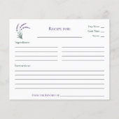 Simple Lavender Bridal Shower Recipe Card (Vorderseite)