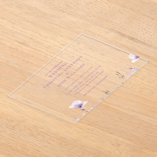 Simple Lavender Floral Wedding Acryleinladungen (Ablage )