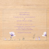 Simple Lavender Floral Wedding Acryleinladungen (Vorderseite)