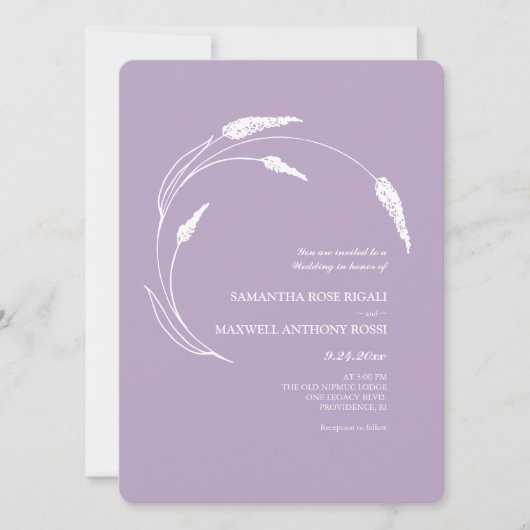 Simple Lavender Floral Wedding Einladung (Vorderseite)