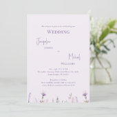 Simple Lavender Floral Wedding Einladung (Stehend Vorderseite)