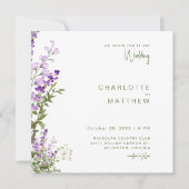 Simple Lavender Foto Square Wedding White (Vorderseite)
