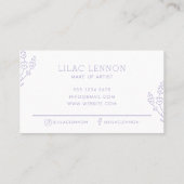 Simple Lavender Monogram Makeup Artist Visitenkarte (Rückseite)