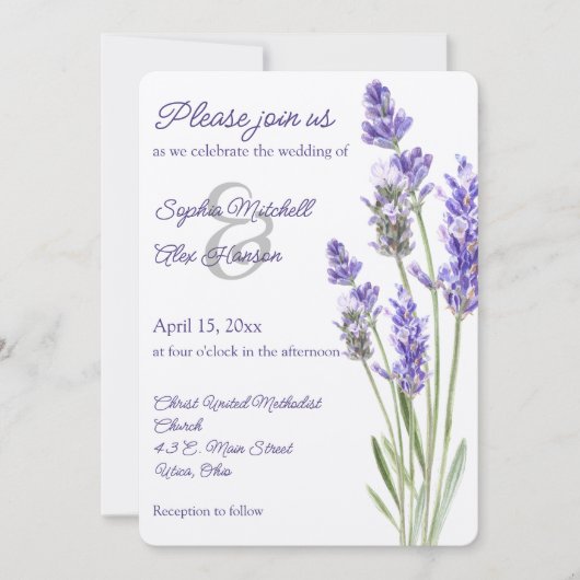 Simple Lavender Sprigs Einladung (Vorderseite)