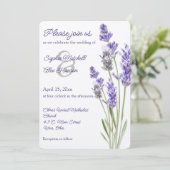 Simple Lavender Sprigs Einladung (Stehend Vorderseite)