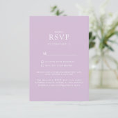 Simple Lavender Website Wedding RSVP Karte (Stehend Vorderseite)